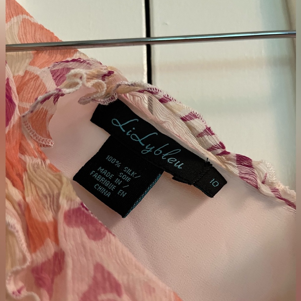 Silk peach floral dress size small - Picture 4 of 4